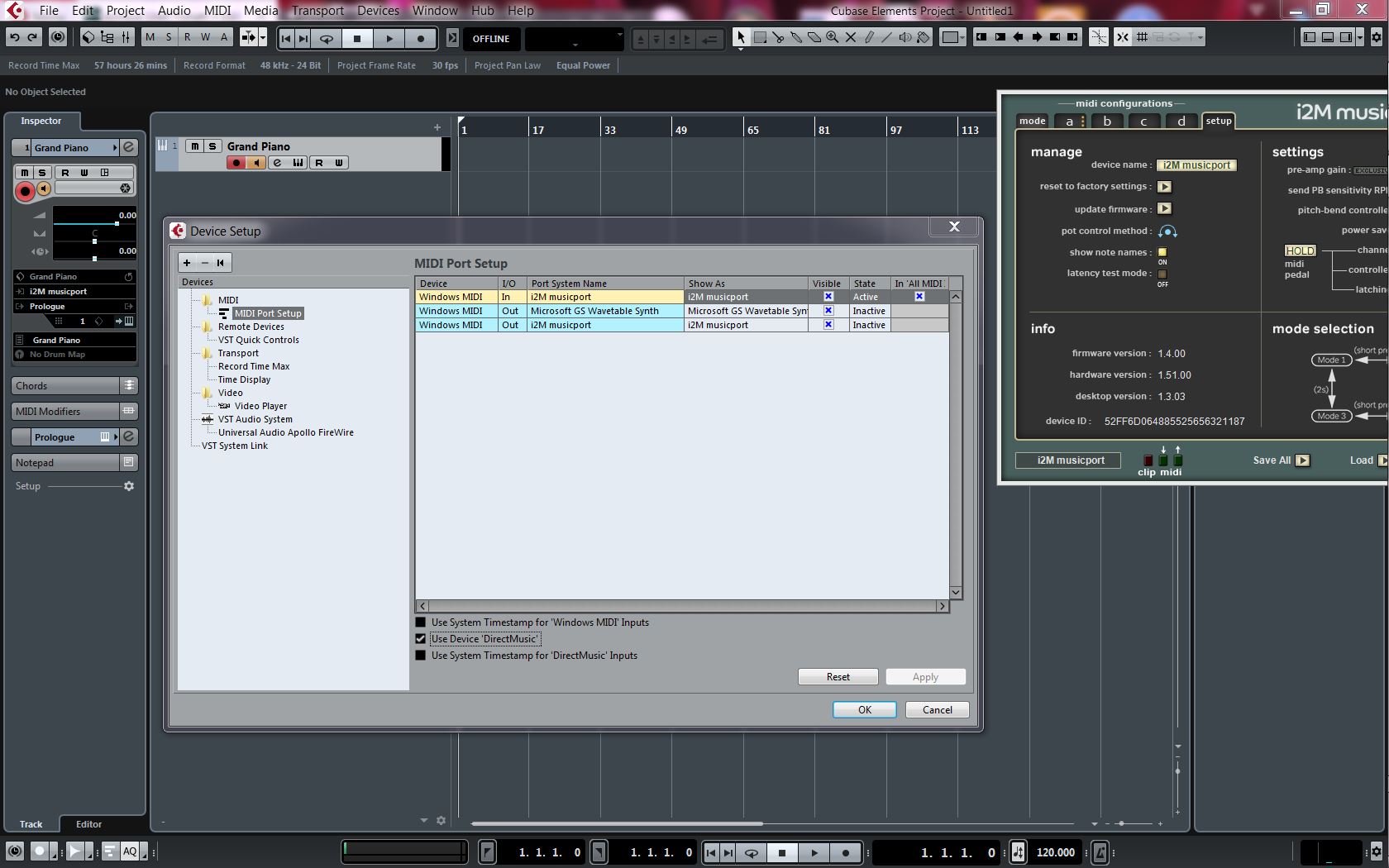 midi cubase settings 1